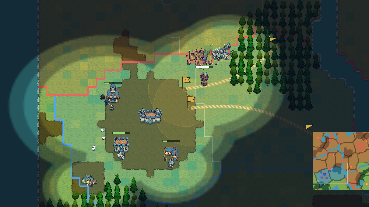 A belt drawn across the kingdom, with an army marching along it