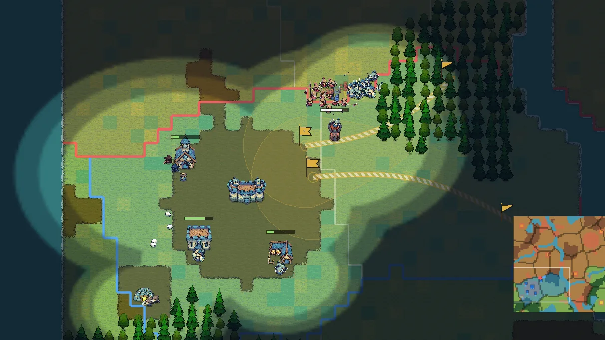 A belt drawn across the kingdom, with an army marching along it